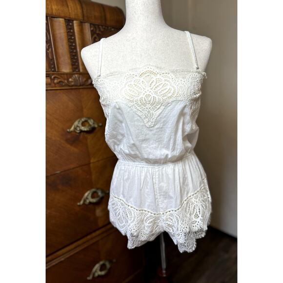 Victoria's Secret 100% Cotton Ivory Lace Teddy XS Boho Cowgirl Bridal Romantic - Picture 1 of 8
